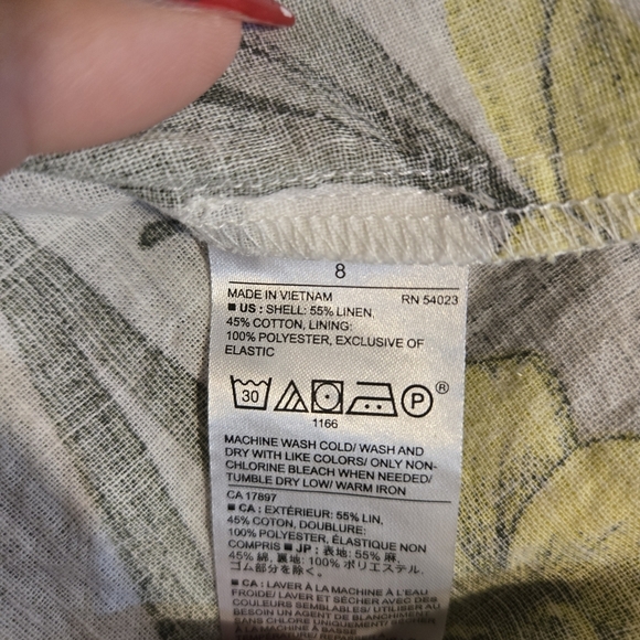 Banana Republic Green and Yellow Floral Midi Dress Size 8 - Picture 6 of 6